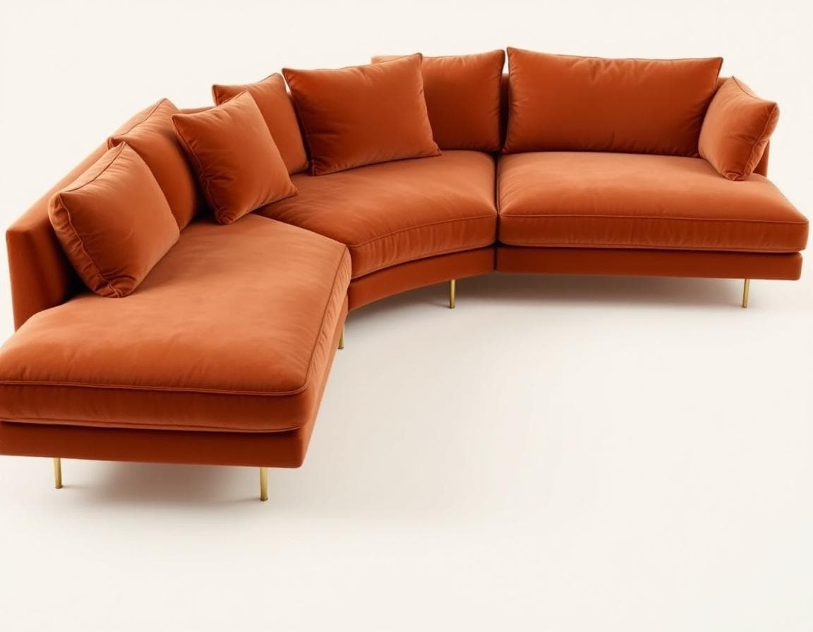 L Clay Velvet Sectional