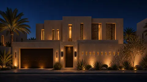 Desert Monolith night exterior hero architectural render