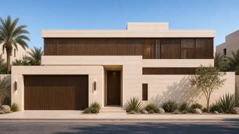 Linear Elegance street exterior hero architectural render