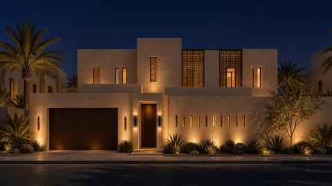 The Courtyard Pavilion night exterior hero architectural render