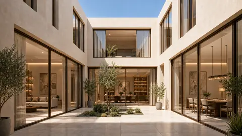 The Introverted Box interior courtyard view architectural render