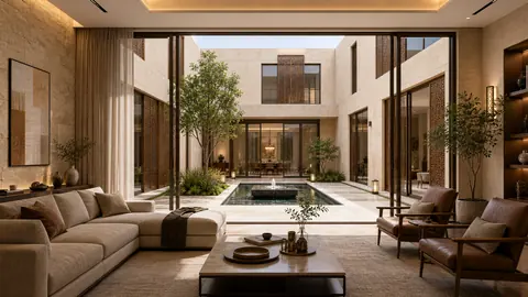 The Riyadhi Oasis interior courtyard view architectural render