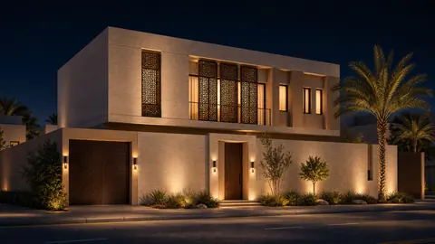 The Riyadhi Oasis night exterior hero architectural render