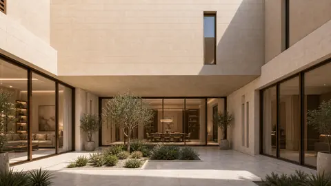 The Shadow House interior courtyard view architectural render
