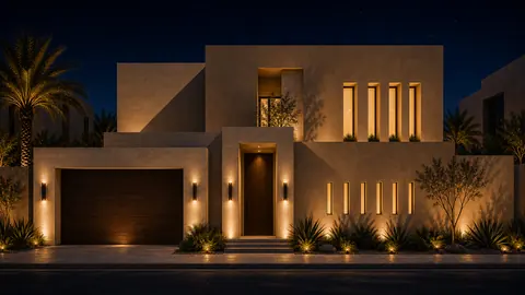 The Shadow House night exterior hero architectural render