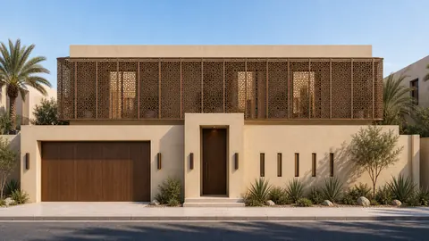 Woven Bronze street exterior hero architectural render